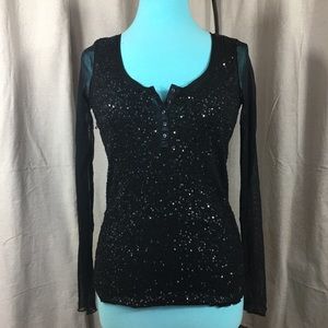Denim & Supply Ralph Lauren Black Sequin Club Top